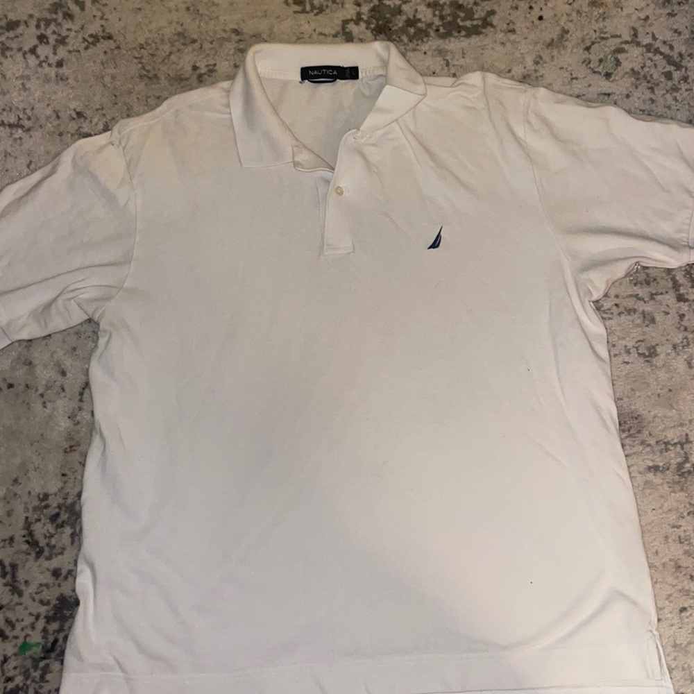 Nautica men’s polo shirt white size large